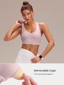 2026 GLOWMODE Featherfit™- Esculpe El Sujetador Deportivo Con Cuello En V Y Tirantes De Aro.Soporte Medio. - Brillante - Ver 3