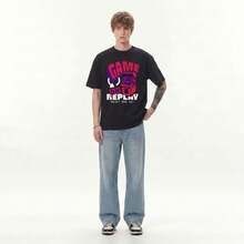 Boy Camiseta De Manga Corta Para Hombre Con Estampado De Bloques De Color Estilo Americano, De AlgodóN Puro, Casual, VersáTil, Holgada Y A La Moda Para El Verano. - Blanco - Ver 2