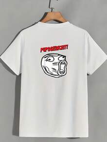 Camiseta de manga corta para mujer de talla con estampado de Pupsgesicht, 180G, camiseta casual con estampado de divertido, regalo de moda de verano, adecuada para familia, empresa, formación de equipos, de cumpleaños - Camiseta unisex de algodón suelto de manga corta y cuello redondo, estilo vintage urbano. - Blanco - Ver 2