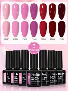 7 Jenis Model & Warna Gel Nail Polish Set, Beragam Gaya, Gel Tahan Lama & Dapat Dilepas dengan Sinar UV/LED, Efek Semi Permanen yang Dapat Dilepas dengan Perendaman, Alat Seni Kuku Populer untuk Wanita - 01 - View 12
