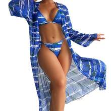 Nuevo traje de baño de tres piezas para mujer, con estampado de tela especial y estilo moderno. - Patrón 5 - Ver 6