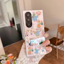 1个冰晶玻璃手机壳，花卉兔子图案，流行、可爱、轻巧、防震、防滑，适用于三星折叠屏手机，兼容Galaxy Z Flip7、Z Flip7FE、Z Flip6、Z Flip5、Z Fold7、Z Fold6、Z Fold5、Z Fold4，适合作为女孩礼物、毕业礼物或返校礼物。 - 彩色 - 查看 29
