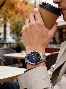 Fossil Men's Quartz Stainless Steel Three-Needle Watch, Stainless Steel Case/Scratch-Resistant Glass FS5382/FS5383 - Blue Black - View 4