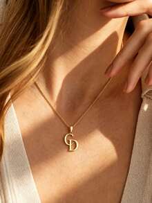 [ZzAi Custom]Personalized Double Letter Jewelry Necklace, Jewelry Bracelet, Gift For Beloved Mother - Necklace - View 5