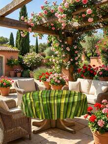 1/2pcs Tablecloth, Bamboo Pattern Tablecloth, Polyester Material, Suitable For Kitchen, Dining Room, Coffee Table, Picnic, Camping, Countryside Decor, Square Or Round Shape Available, Tabletop Protection, Holiday Decoration, Natural Fresh Style - Multicolor - View 14