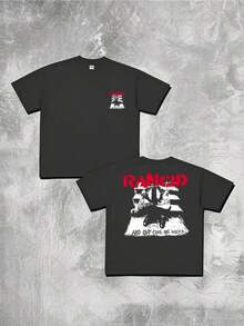 Camiseta Negra Casual para Hombre con Estampado Gráfico de la Banda Rancid, 220g, 100%, 1 Pieza - Negro - Ver 6