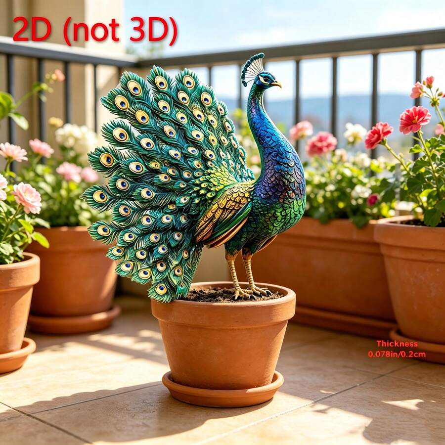 2D平面 - 25厘米 x 12厘米 2D亚克力孔雀花园装饰品,适用于户外草坪和花园装饰。它是一款独立的装饰品,无需用电,非常适合婚礼和各种节日装饰。 - 亞克力孔雀花園標誌 - 查看 1