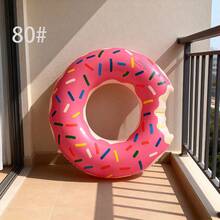 Pink Donut Print Inflatable Swimming Ring, Cute Colorful Sprinkle Pool Float, Essential For Summer - Pink - View 11
