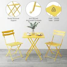 GarveeLife 3 Piece Patio Bistro Set, Folding Patio Bistro Table And Chairs Set Of 2, Outdoor Patio Furniture Set, Metal Structure, No Assembly Need, For Balcony Yard Garden, Black - Yellow - View 8