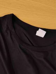 Camiseta de manga corta con estampado vintage de playa Sunkissed Waves para mujer, holgada y favorecedora, ideal para vacaciones de verano. Adecuada para primavera, verano y otoño. - Negro - Ver 4