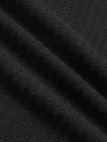 1pc Men's V-Neck Short Sleeve T-Shirt, Textured Fabric, Lightweight & Breathable, Suitable For Summer, Anti-Pilling & Deformation, Casual Style, Machine Washable, For Daily Commute & Outdoor Activities - Black - View 9
