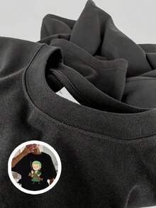 1 Blusa para Mujer, Blusas Hermosas para Mujer, Conjuntos de Ropa para Mujer, Anime Zoro, 180G, Diseño Espada en Blanco y Negro, Impresión de Alta Calidad en Cuello Redondo, Corte Holgado Básico, Transpirable, Versátil, Lavable a Máquina, Cómoda, Talla S ~ 3XL, Ideal para Uso Diario Casual, Deportivo, Esencial para el Verano. - Negro - Ver 5