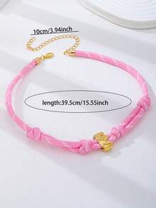 1 pieza Collar de cuerda trenzada de colores de dopamina con colgante de letra de burbuja - Collar de cuerda de colores de verano con inicial personalizada, regalo de amistad personalizable para mujeres - Multicolor - Ver 7