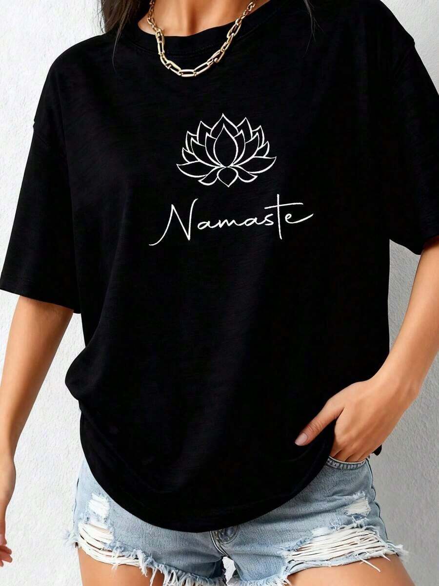 1 pieza de camiseta para mujer con estampado de rana verde turquesa - Camiseta casual de manga corta y cuello redondo con el eslogan "Soy una persona" en español y diseño de rana, ajuste medio elástico, 180g, 100% algodón. - Negro 3 - Ver 1