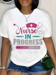 Ropa de verano para mujeres, camiseta "Enfermera en Proceso de Carga" para estudiantes de enfermería, regalo para la escuela de medicina, ropa para el camino profesional, blusas de verano. - Blanco - Ver 1