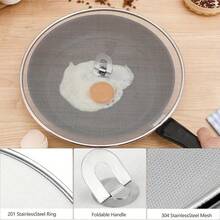 Protector Antisalpicaduras para Sartenes de Cocina, 1/3 Piezas, Protector Antisalpicaduras de Acero Inoxidable con Tapa Plegable 3JZO - 29 cm - Ver 10