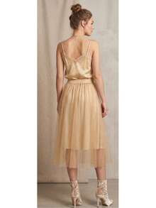 Shiny Tulle Skirt - Gold - View 3