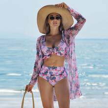 Nuevo traje de baño de tres piezas para mujer, sexy, de moda, de alta gama, con estampado multicolor. - Patrón 3 - Ver 11