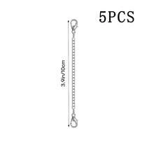 5pcs (3-15cm) Stainless Steel Necklace Extension Chain, Ideal For Making Bracelets, Anklets And Other Jewelry - Silver - View 7
