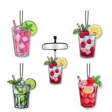 SepSky Car Air Fresheners Refreshing Drink Freshener Hanging 2.76in Ornaments Fragrant Pendant 2D Flat Car Accessories Decoration Interior Home Long-Lasting Scent, Odor Eliminator - Refreshing Drink - View 1