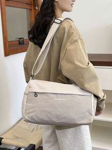Fashionable Minimalist Architectural Style Multi-Opening Buckle Strap Crossbody Bag, Large Capacity, Suitable For Commuting, School, Travel - Multicolor - View 3