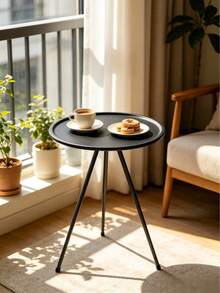 Mesa lateral plegable, mesa redonda pequeña desmontable y portátil, adecuada para jardines, salas de estar y balcones, con altura ajustable - Multicolor - Ver 5
