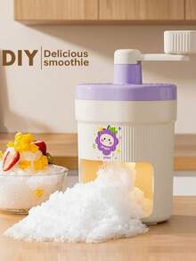 1 pieza Rallador de hielo manual, adecuado para hacer conos de nieve refrescantes, hielo raspado y helados. Triturador de hielo portátil accionado a mano con molde de cubitos de hielo, incluye 2 bandejas de hielo y 1 tazón congelador, ideal para reuniones en el hogar y postres de verano - Ver 3