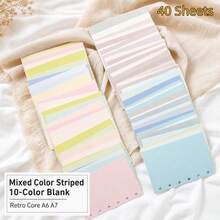 A6/A7 Retro Speckled Blank Refill Pages, 40 Sheets 10-Color Mixed Textured Background Inserts, 6-Ring Loose-Leaf Planner Refills For Journal & Scrapbooking School Supplies - Rectangle - View 2