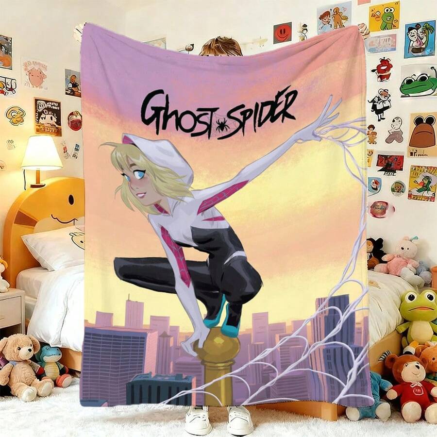 1pcs S Pidey And His Amazing Friends Fleece Blanket Versatile Multi-Purpose Soft Cozy Spider-Man Throw Blanket For Sofa Bed Living Room Couch Travel Camping Office Nap Car Decorative Warm Cartoon Plush Blanket Marvel Fans Gift - Nhiều màu - Xem 1