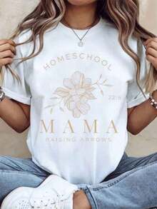 Camiseta "Homeschool Mama Raising Arrows" para Mujer, Regalo para Madres, Diseño Floral, Camiseta Casual, Ropa para Padres, 220g - Estilo Vintage Urbano, Unisex, Camiseta de Manga Corta de Algodón Suelto con Cuello Redondo, 100% Algodón - Blanco - Ver 7