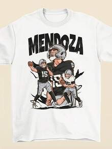 Camiseta unisex de fútbol estilo cartoon de Fernando Mendoza, suave, un artículo imprescindible de ropa casual urbana para todas las estaciones, versátil para todas las estaciones, asequible para el uso diario y un regalo perfecto para fans y amigos, blusas para mujer, blusas elegantes dama. - Blanco - Ver 1