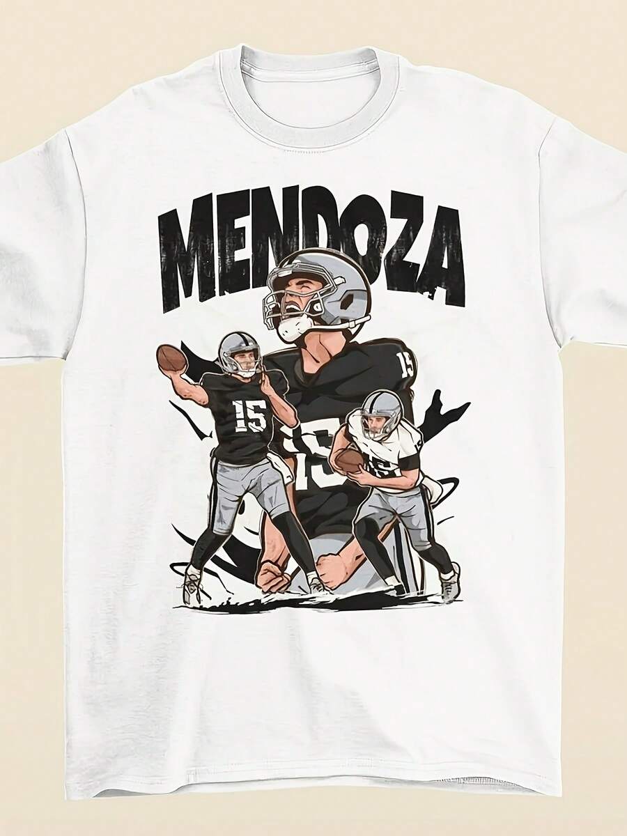 Camiseta unisex de fútbol estilo cartoon de Fernando Mendoza, suave, un artículo imprescindible de ropa casual urbana para todas las estaciones, versátil para todas las estaciones, asequible para el uso diario y un regalo perfecto para fans y amigos, blusas para mujer, blusas elegantes dama. - Blanco - Ver 1