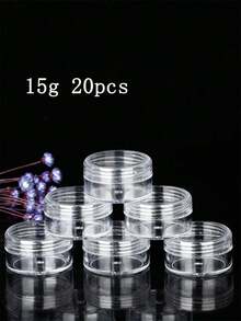 20/60/120 cái hộp đựng mỹ phẩm nhựa tròn có nắp, mẫu kem lỏng, 20ml/0.7oz (nắp màu đen, trắng, trong suốt, hồng, xanh bạc hà) - Trong sáng - Xem 13