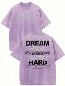 Ropa Y2k para Mujer, Camiseta Dream Team, Camiseta de Algodón Vintage Lavada Estilo Urbano Personalizado, Camiseta para Hombre, Estilo Urbano Antiguo, Hombros Caídos, Cuello Redondo, Manga Corta, Holgada y Cómoda, Tops de Verano para Mujer, Tops Vintage - Negro - Ver 6