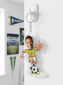 1 Stück personalisierter Foto-Fußballspieler Acryl Schlüsselanhänger, personalisierter Fußball-Figur Schlüsselring für Sportfans, personalisierter Fußballstar Schlüsselring für Tasche, Rucksack und Autoschlüssel, Geburtstagsgeschenke und Sammlerstücke - Verschiedenfarbig - Übersicht 4
