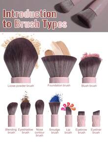 BS-MALL 10pcs Pink Detachable Makeup Brush Set With Square Storage Box, Professional Interchangeable Travel Makeup Tools, Portable Face And Eye Beauty Set - Baby Pink - View 3