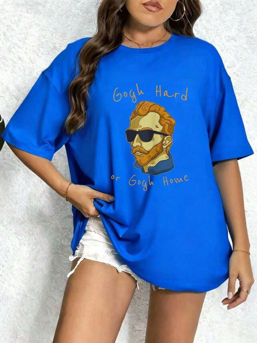 Camiseta de Algodón Payeah con Diseño Divertido de Vincent Van Gogh - Azul - Ver 1