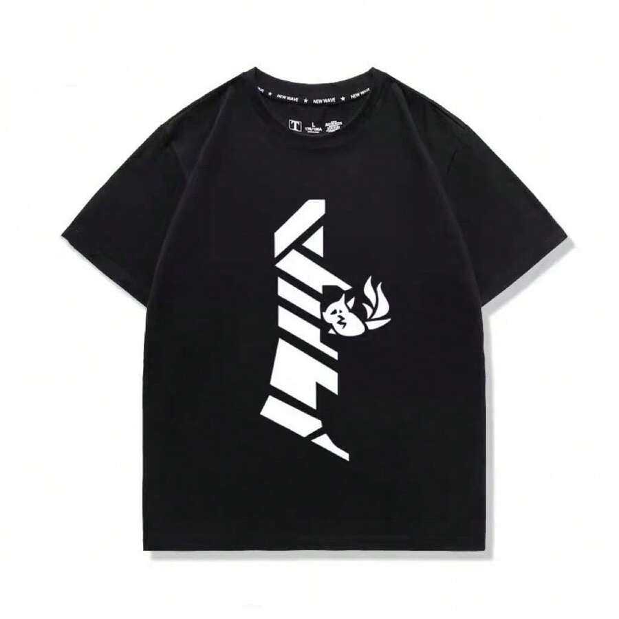 Camiseta De Manga Corta De Cosplay De La Raza Antigua De Ocho Alas De XIV (FF14), Ropa De Anime De Dibujos Animados. - Negro - Ver 1