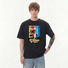 Boy Camiseta Con Estampado De Grafiti Urbano, Manga Corta, Estilo Americano, Marca De Moda Para Hombre, 280G, Tejido Grueso - Blanco - Ver 9