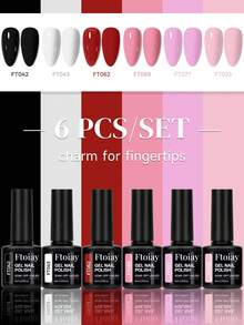 6-Color Nail Gel Polish Set, Multiple New Style Combinations, Long-Lasting Removable Soak-Off UV/LED Gel, Semi-Permanent Effect, Versatile Color Palette Full Set, Professional Nail Tools, Best Partner For Manicure - 01 - View 8