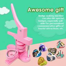 Heart-Shaped Button Maker Machine, DIY Pin Button Maker Press Machine Kit (Pink) - A - View 7