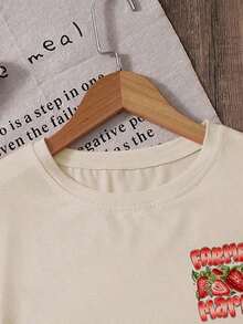 1 Camiseta de moda casual para hombre y mujer, de verano, con estampado de frutas, camiseta de fresa, camiseta de mujer con el eslogan "Good times", camiseta de mujer con estampado de fresas. Versátil, fácil de combinar, adecuada para uso diario, estilo urbano, ropa de vacaciones, ropa de fin de semana. - Albaricoque - Ver 4