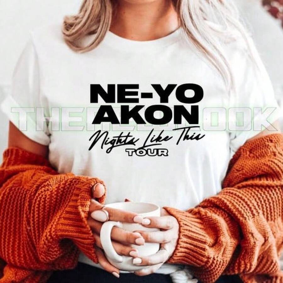 Camiseta Ne-yo Akon Nights Like This 06 Neyo Tour Team Fan úsica Concierto amor familia regalo presente moda colores Todas las tallas,Embalaje individual - Blanco - Ver 1