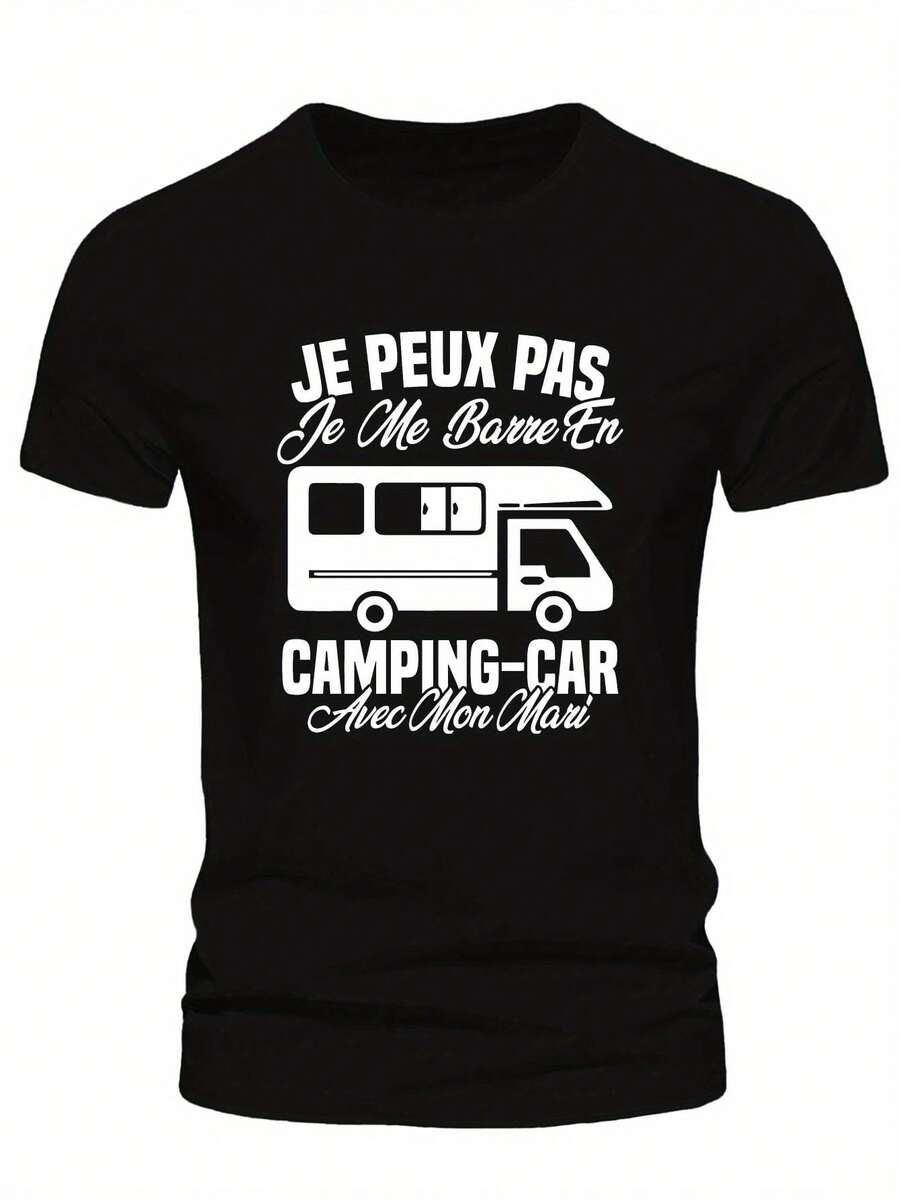 Camiseta divertida francesa para exteriores Crinkle Talla Grande para Hombres, TALLA PLUS - Negro - Ver 1