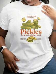 Vintage Style Cotton T-Shirt With Lisbon Slogan Print, Funny Friday Print T-Shirt, Friday Print, Traditional Style, Sour But Subtly Sweet Pickles, Hand Pickled, Farm Fresh, Crunchy, Gentrified Classics, Approved By Professionals, T-Shirt Suitable For Parties, Outings, Sports And Other Festive Gifts, Suitable For Parties, Outings, Sports And Other Festive Gifts For Summer And Daily Wear. - 白色 - 查看 5