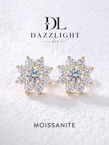 1 Đôi bông tai bạc 925 đính đá Moissanite hình hoa, tổng cộng 0.5 carat, thanh lịch và sang trọng, món quà hoàn hảo cho lễ đính hôn, đám cưới, sinh nhật bạn thân, kỷ niệm hoặc trang sức cô dâu. - Bông tai moissanite đính kim cương nguyên khối - Xem 5