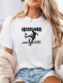 Camiseta de Streetball de Holanda, Camiseta de Fútbol Holandesa, Camiseta de Fútbol Minimalista, Ropa para Fanáticos de Holanda, Camiseta Estilo Copa del Mundo, Estilo Amsterdam Street - Negro - Ver 6