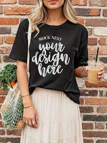 Camiseta Casual "B-Lessed To Be C-Alled Granny", Camiseta de Regalo para Abuela, Camiseta Floral para Abuela, Camiseta Linda de Regalo para Nana, Camiseta de Cumpleaños para Abuela, Camiseta de Amor Familiar. Camiseta de una pieza de manga corta con cuello barco y color sólido para mujer, adecuada para el verano, se combina con camisas estampadas, blusas de mujer y camisetas estampadas de manga corta. Ropa de MujerModa - Negro 2 - Ver 7