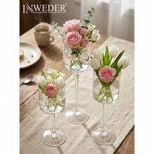 Tall Glass Candle Holder: Long Stem Floating Candle Holders Tealight Votive And Pillar Large Centerpieces Wedding Table Party Home Set Of 3 - 1 套(3 件) - 查看 5