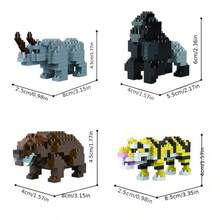 Forest Animal Series Fierce Beast Lion/Wolf/Tiger/Elephant/Wild Boar/Gorilla/Brown Bear Building Block Model DIY Handmade Fun Assembling Puzzle Educational Toy Creative Desktop Decor Birthday Gift Kids Toy Children's Day Gift - Multicolor - View 9